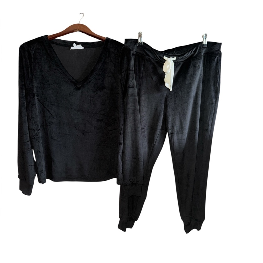 Soma Black Velour Lounge Set Women’s Size Large Super Soft Comfortable Fabric